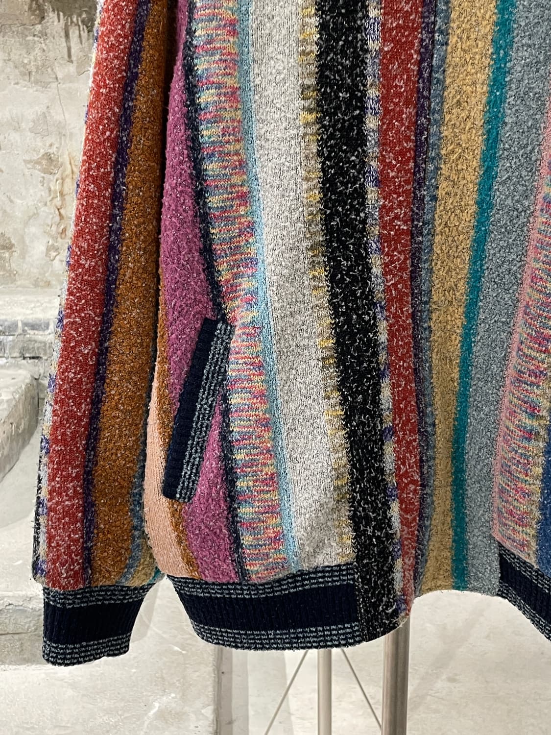 카페르도니 믹스 스트라이프 배색 폴라넥 집업 자켓 상품이미지4