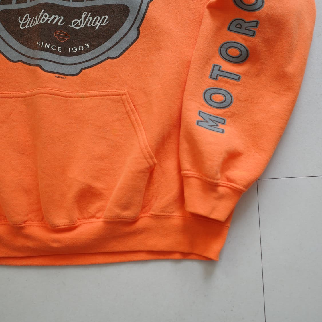 할리데이비슨 오렌지 후드티 양팔프린트 상품이미지3