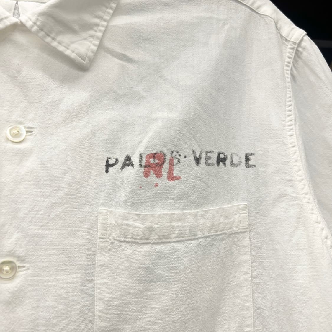 Rare 90s 폴로 랄프로렌 palos verde 프린팅 린넨 반팔셔츠 상품이미지6