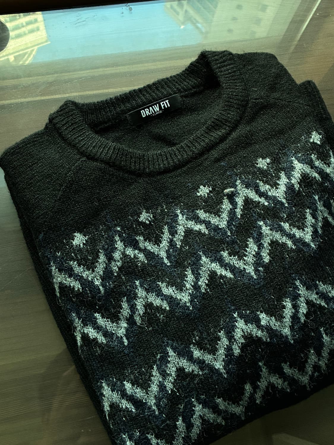 (XL) 드로우핏 울 헤어리 노르딕 크루넥 니트 BLACK 판매 상품이미지9