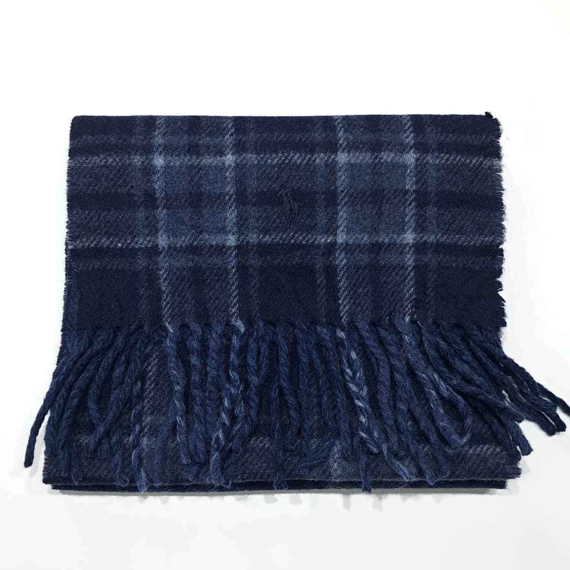 MX637 폴로 90s 이태리판 울 양면체크헤링본 네이비 머플러목도리 상품이미지7