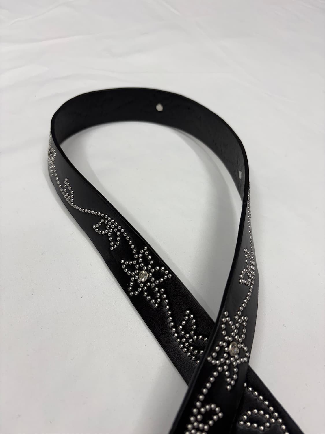 빈티지 웨스턴 스터드 플라워 비즈 블랙 벨트 상품이미지4