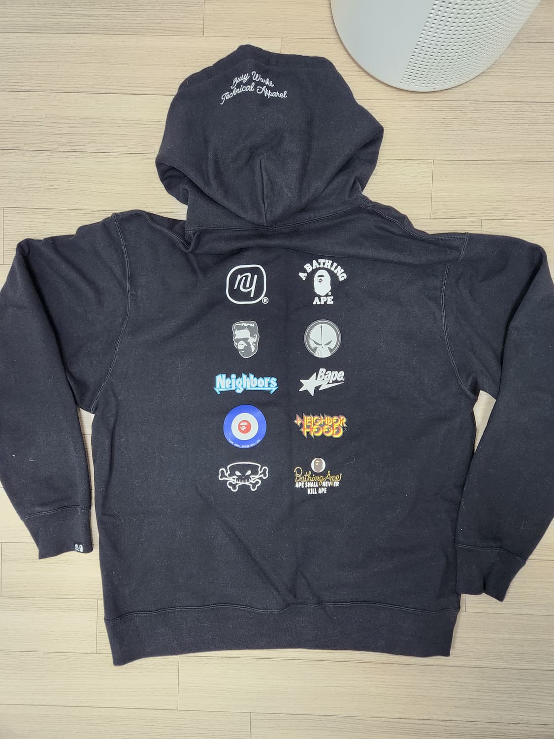 3xl 베이프 네이버후드 릴렉스드 핏 풀오버 후드 블랙 상품이미지2