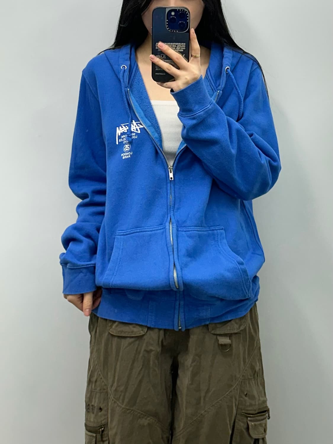 스투시 월드투어 블루 후드집업 상품이미지1