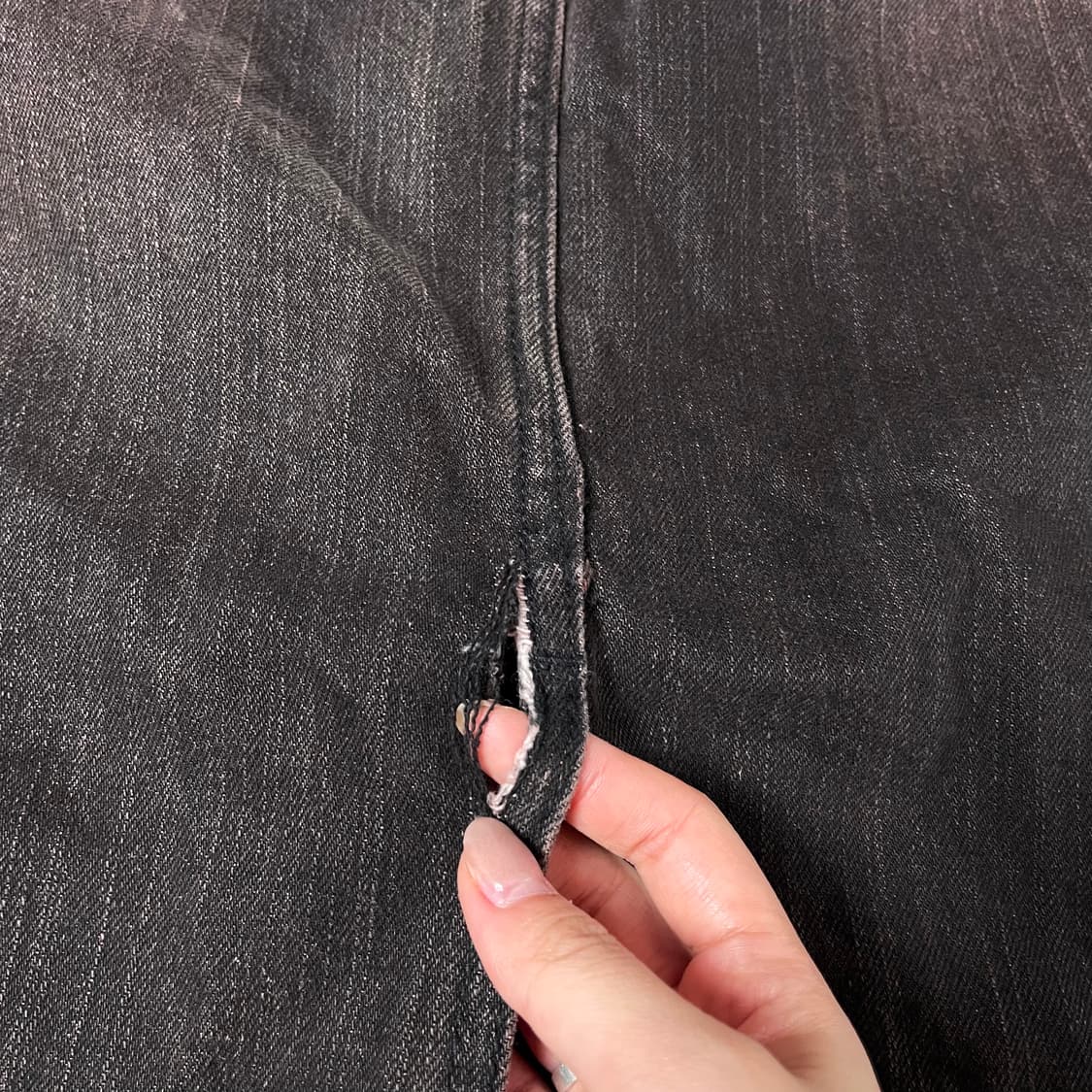 (밴딩) 빈티지 퍼플 브라운 워싱 데님 롱 스커트 상품이미지6