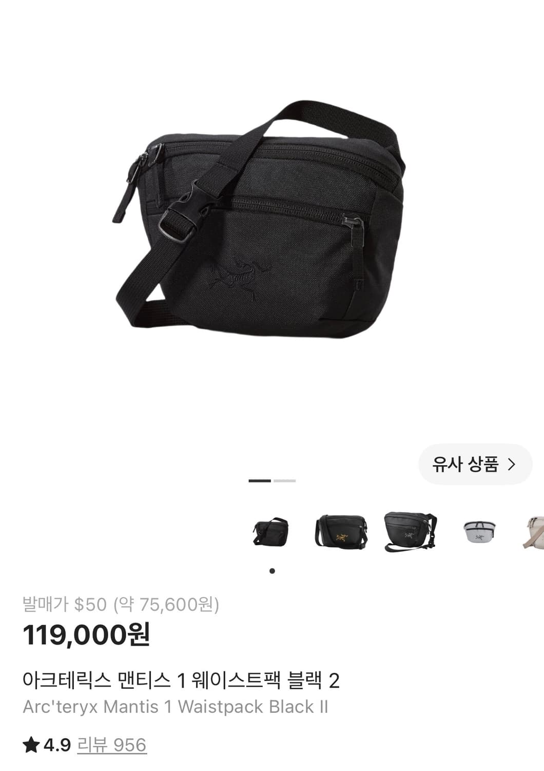 아크테릭스 맨티스1 웨이스트백 블랙1 상품이미지1