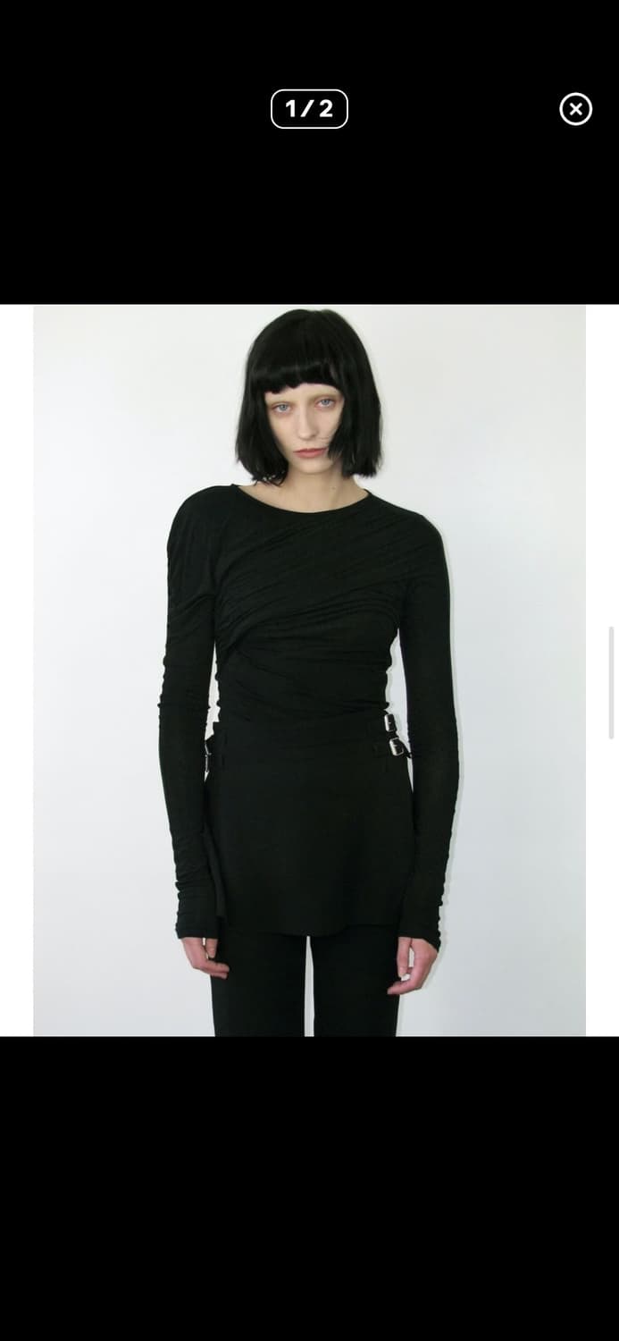 *해외출국으로 판매중단예정* 동령 드레이프 롱슬리브 티셔츠 블랙 상품이미지1