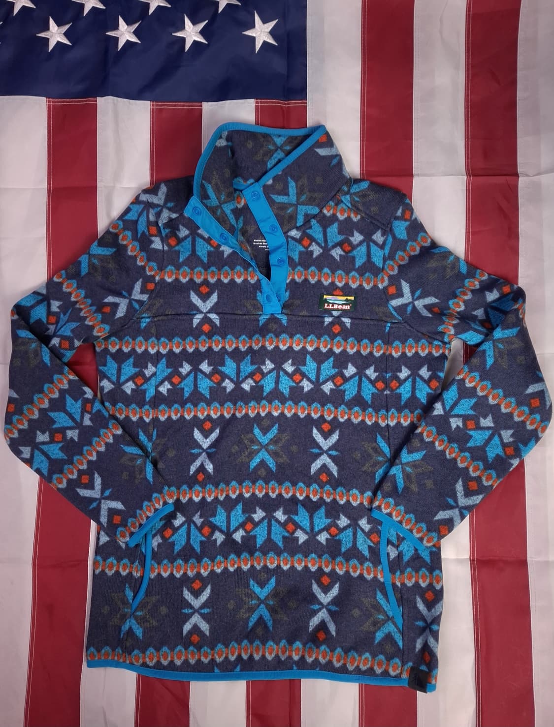 특A 오리지날 일본판 엘엘빈 우먼 노르딕 패턴 스냅 후리스 상품이미지1