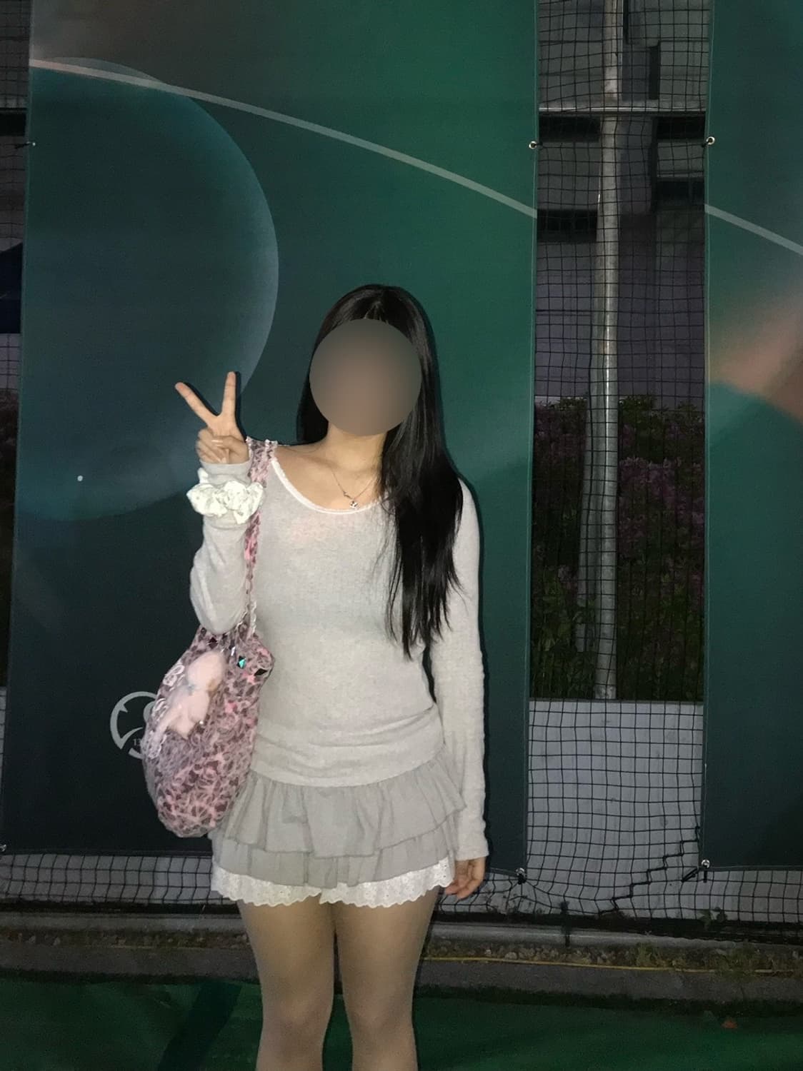 브랜디멜빌 아일렛 레이스 골지 긴팔 티셔츠 멜란지 그레이 판매합니다 상품이미지2