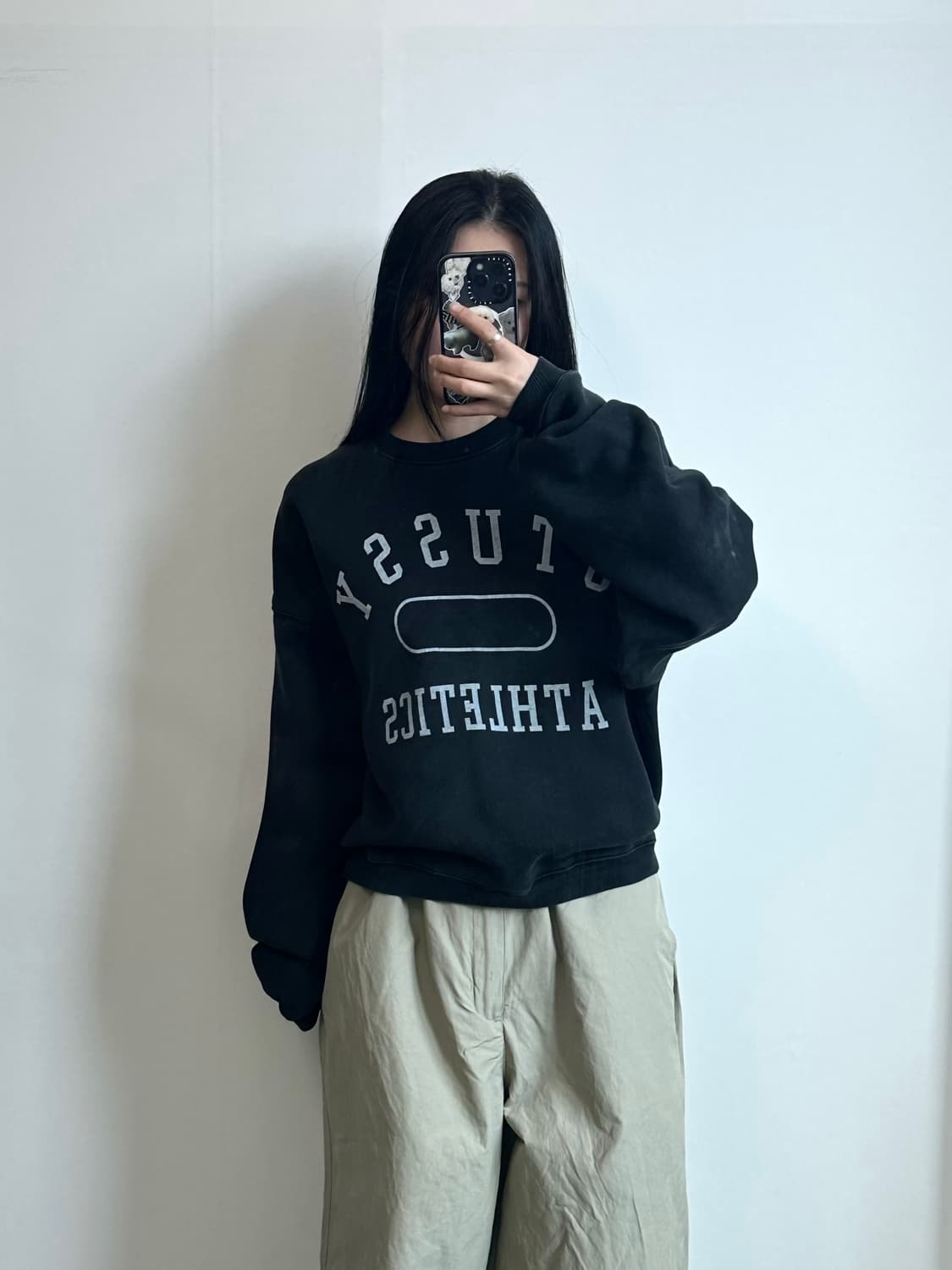 스투시 애슬레틱스 크루넥 블랙 맨투맨 상품이미지1