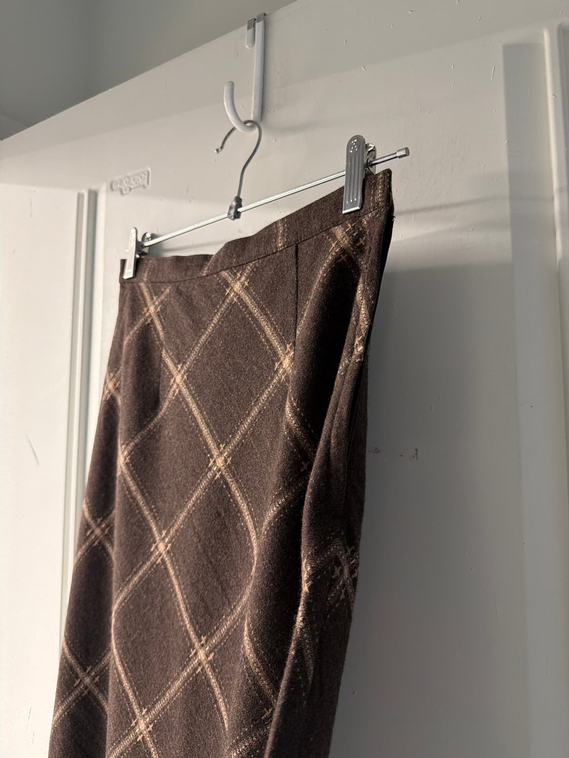 일본빈티지 브라운 체크 롱스커트 상품이미지7