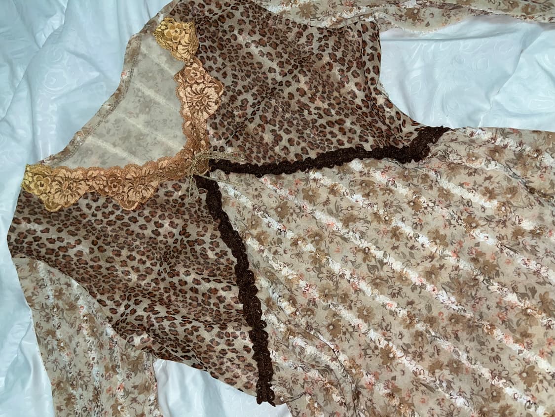 호피 레이스 디테일 블라우스 오네갸루히메갸루하라주쿠페어리호피지브라 상품이미지3