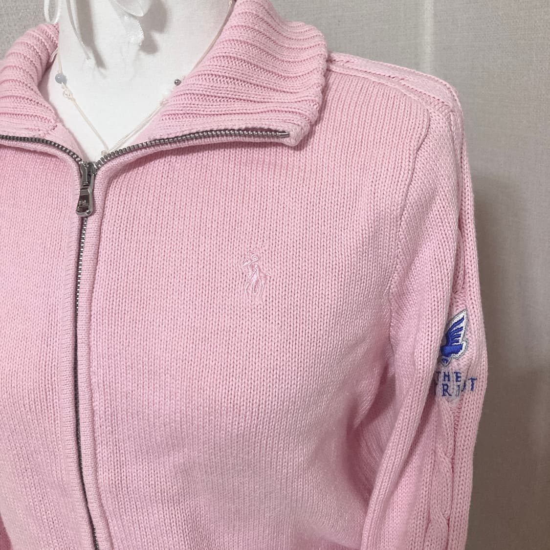 폴로 핑크 니트 집업 M 상품이미지2