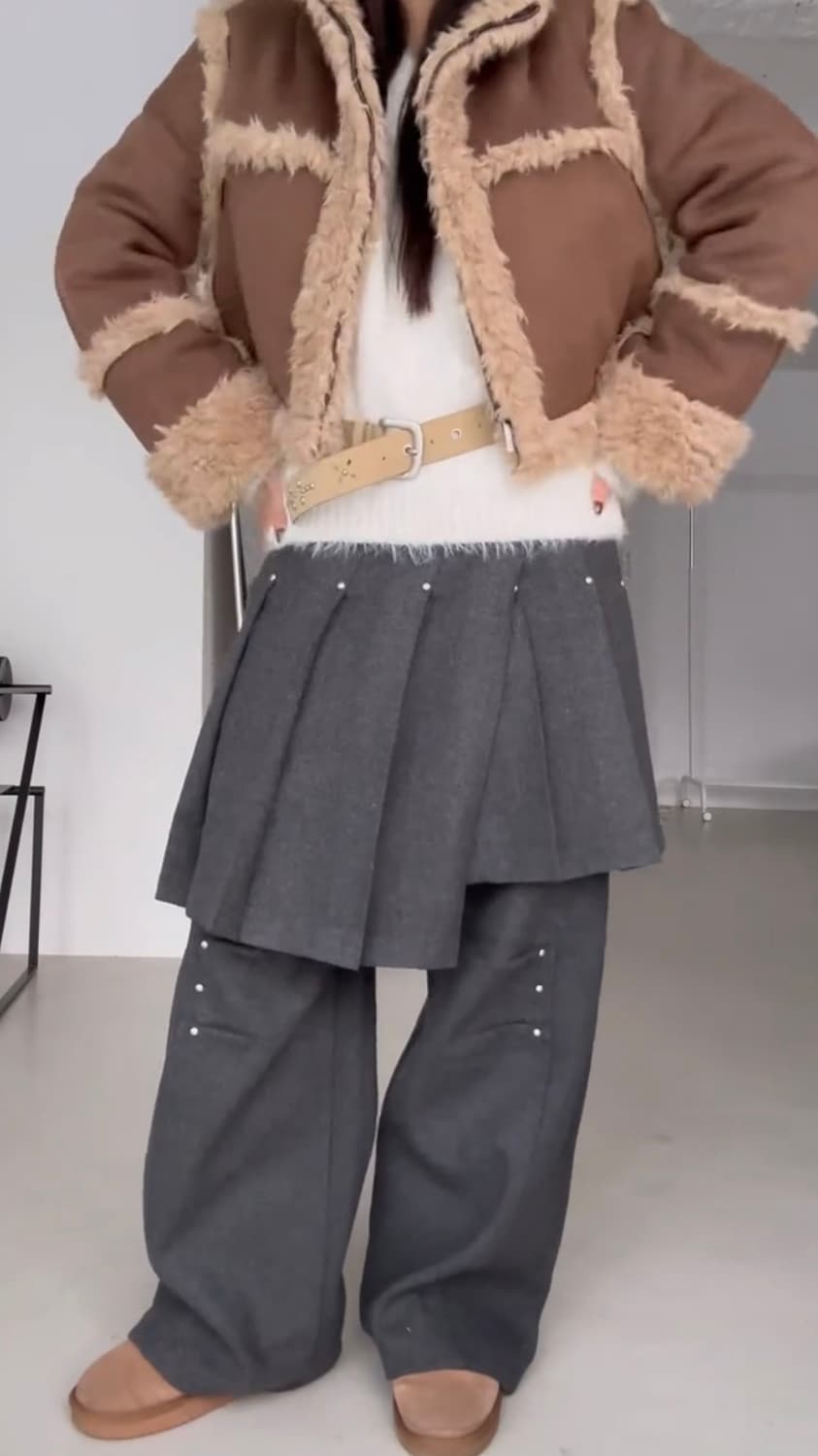 아수라 투웨이 스웨이드 후디 무스탕 브라운 상품이미지3