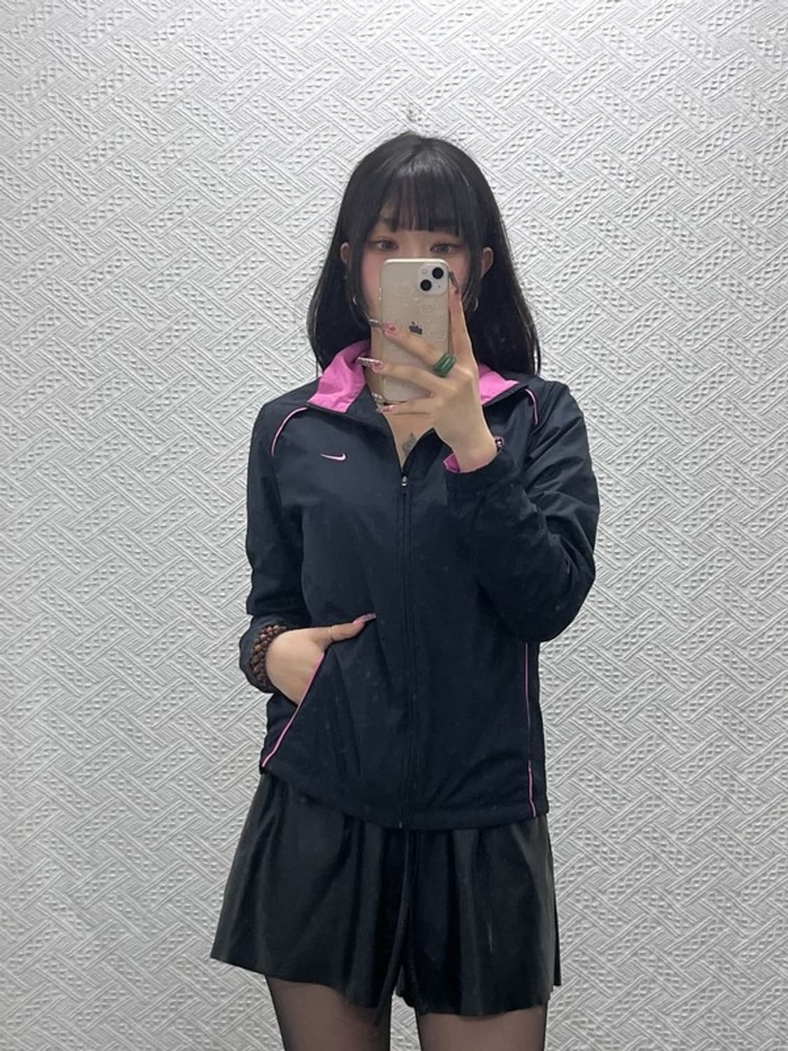 나이키 빈티지 Y2K 키치 핑크카라 바람막이 자켓 M C12033 상품이미지2