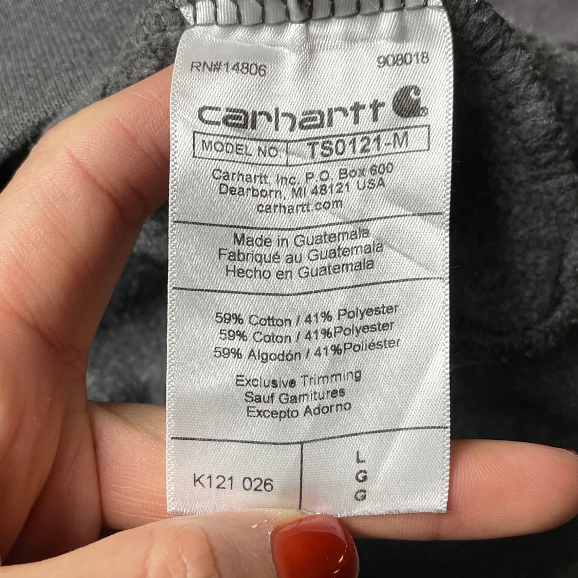 CARHARTT 칼하트 빈티지 그레이 기모 후드티 A00376 상품이미지9
