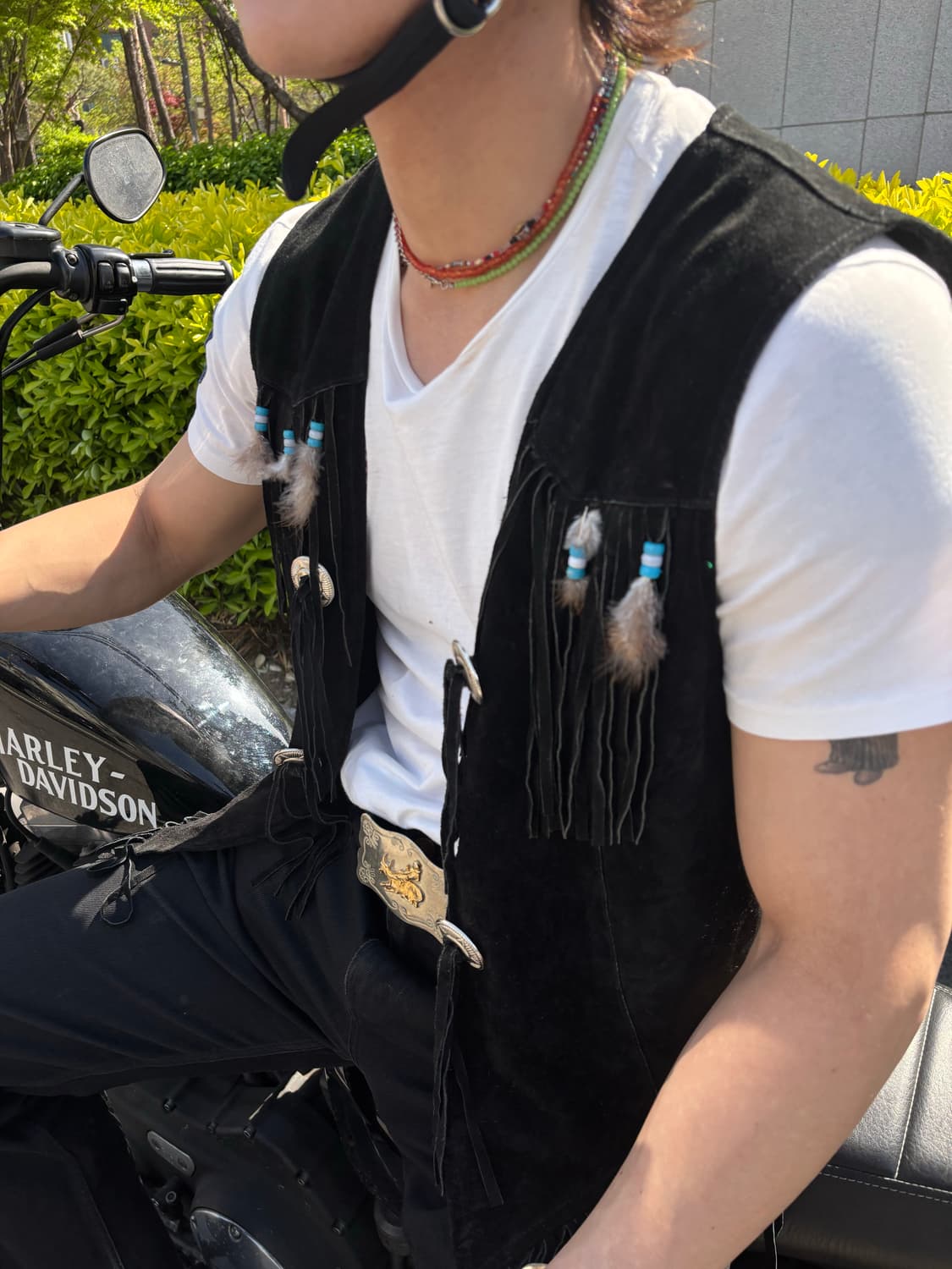 Vintage Native Style Fringe Suede Vest 상품이미지4