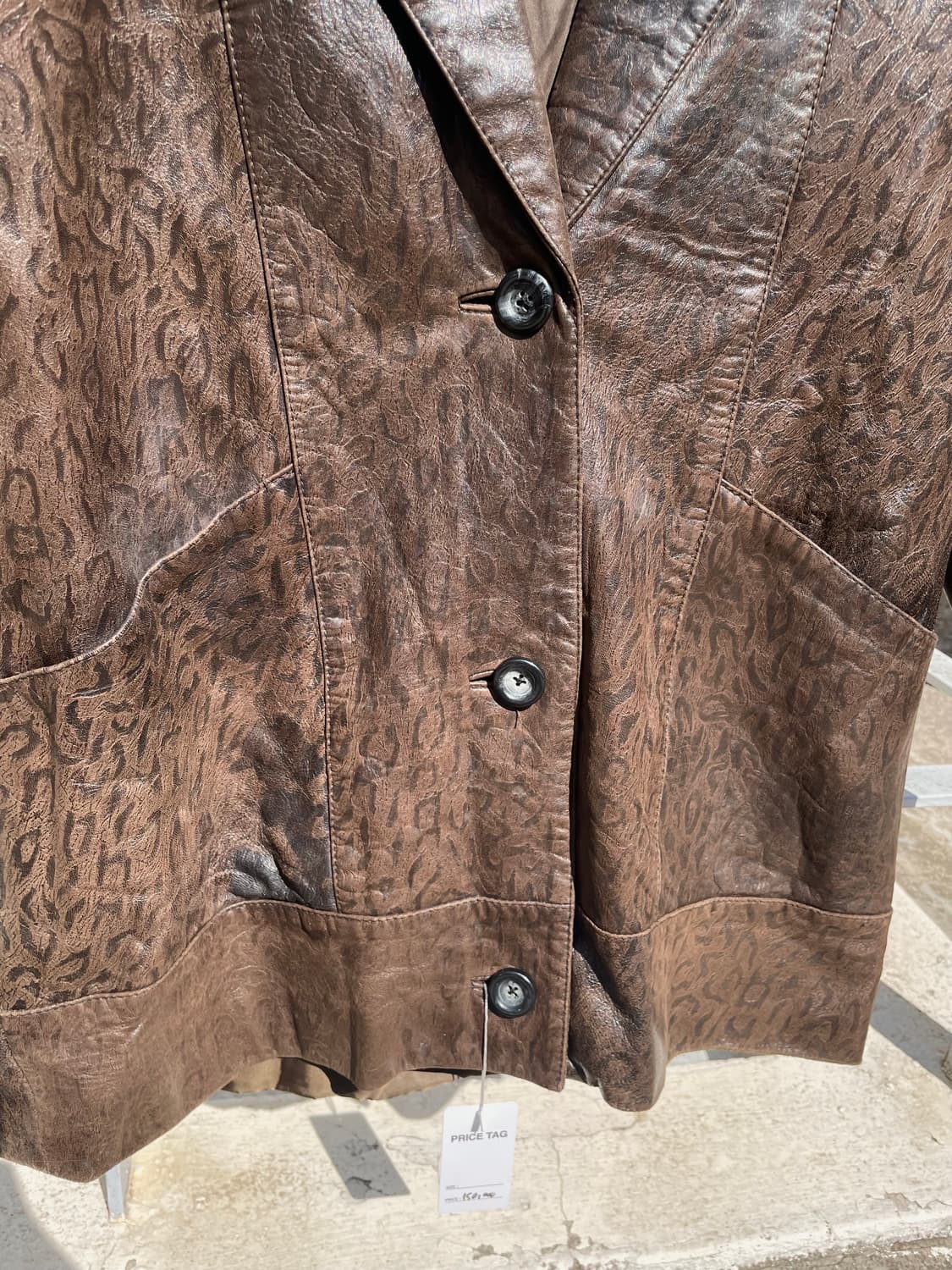 빈티지 레오파드 레더 카코트 상품이미지5