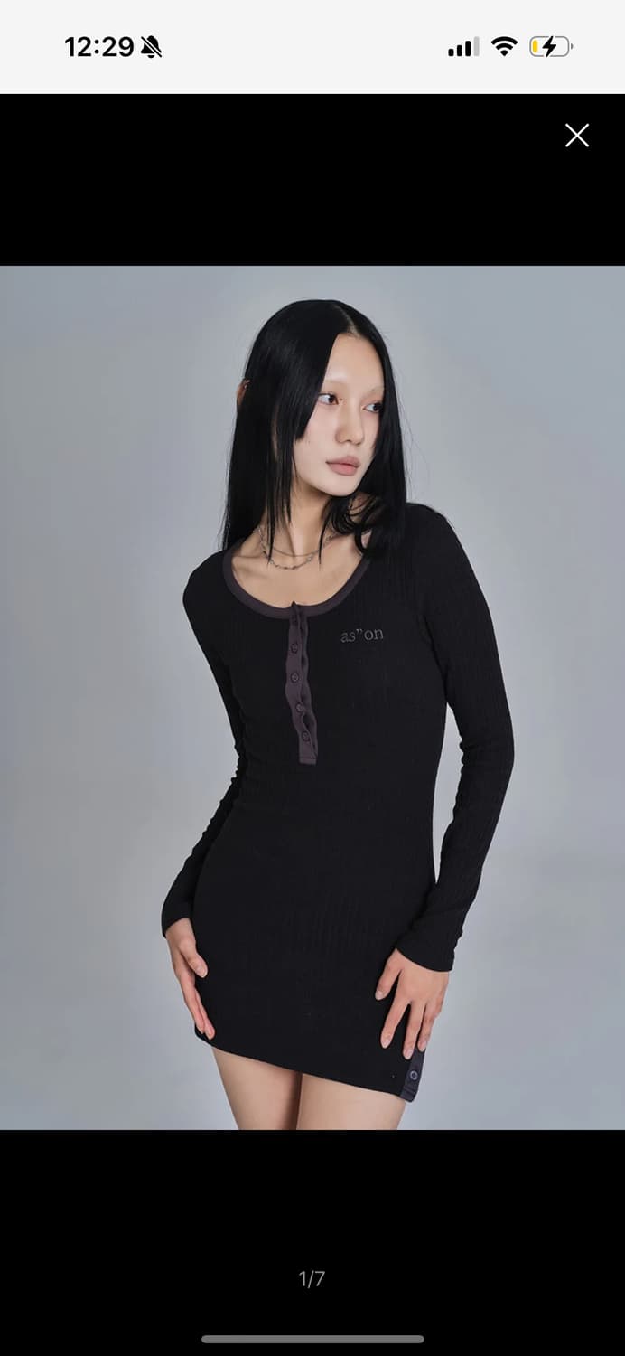 애즈온 블랙 골지 미니 원피스 상품이미지1