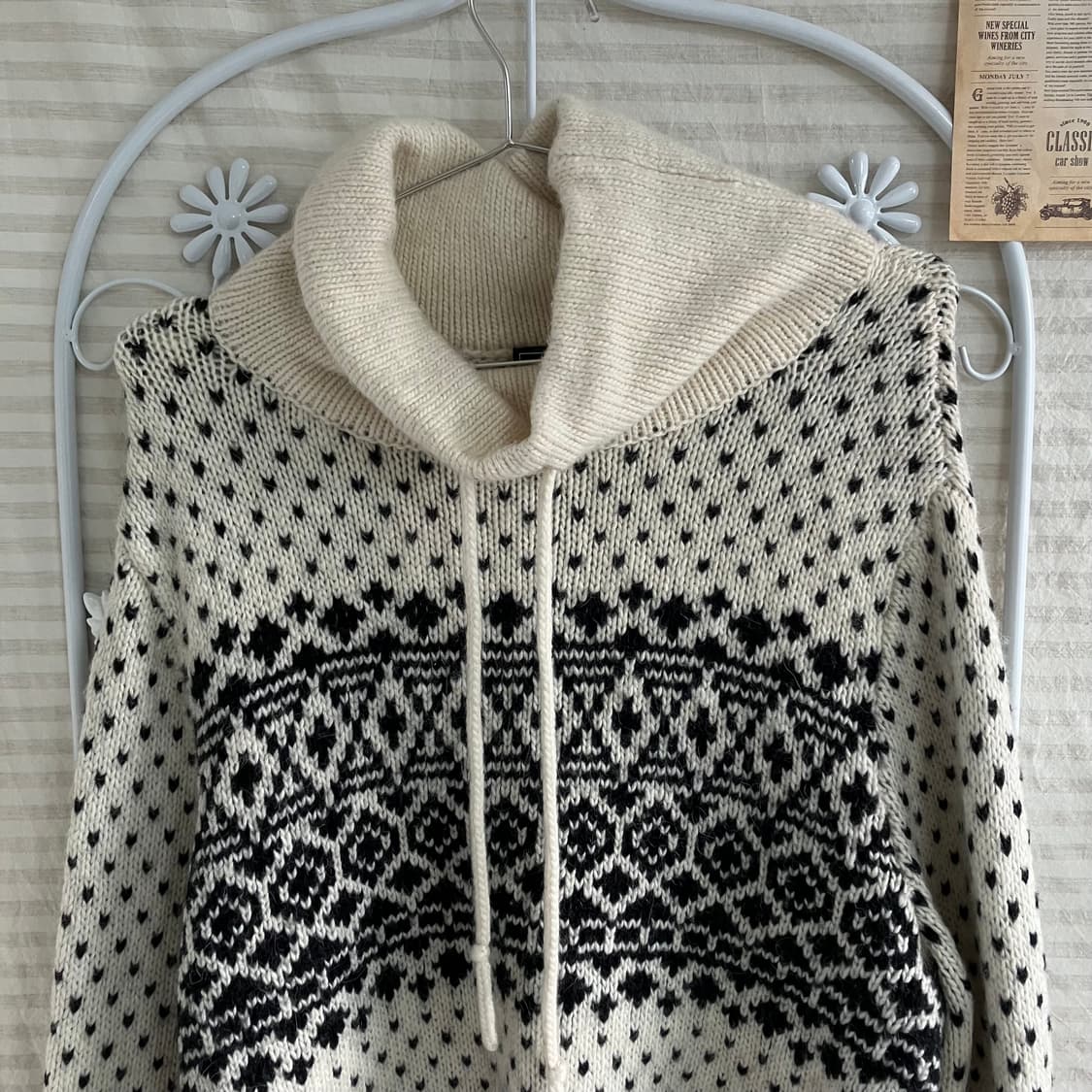 빈티지 아이보리 하트 목폴라 니트 921 y2k 스트릿 모리 갸루 일본빈 상품이미지5