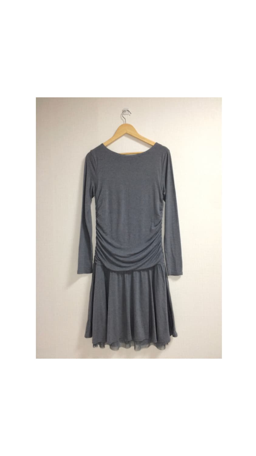 빈티지 그레이 셔링 레이스 레이어드 원피스 상품이미지6