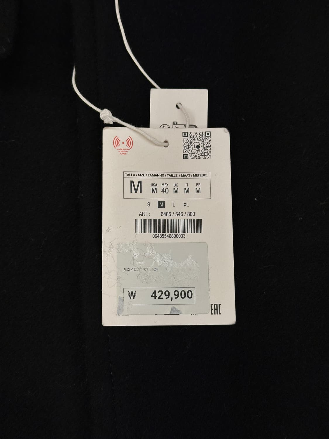 [새제품] 자라 오리진 울 100% 이태리 원단 폴로코트 M 블랙 상품이미지3