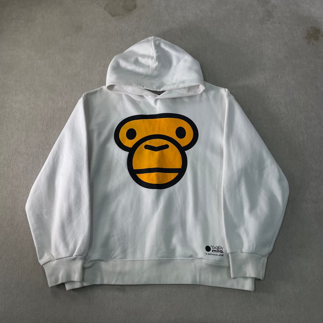 100 베이프 올드스쿨 베이비 마일로 화이트 후드티 상품이미지1