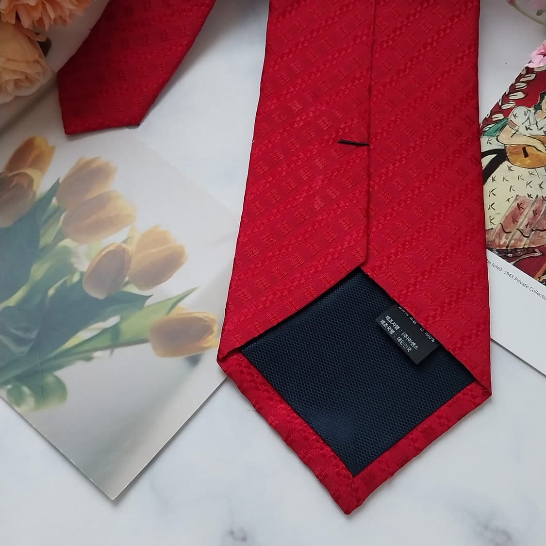 니나리치 실크 레드 텍스처드 넥타이 9cm A+등급 K1581
 상품이미지8