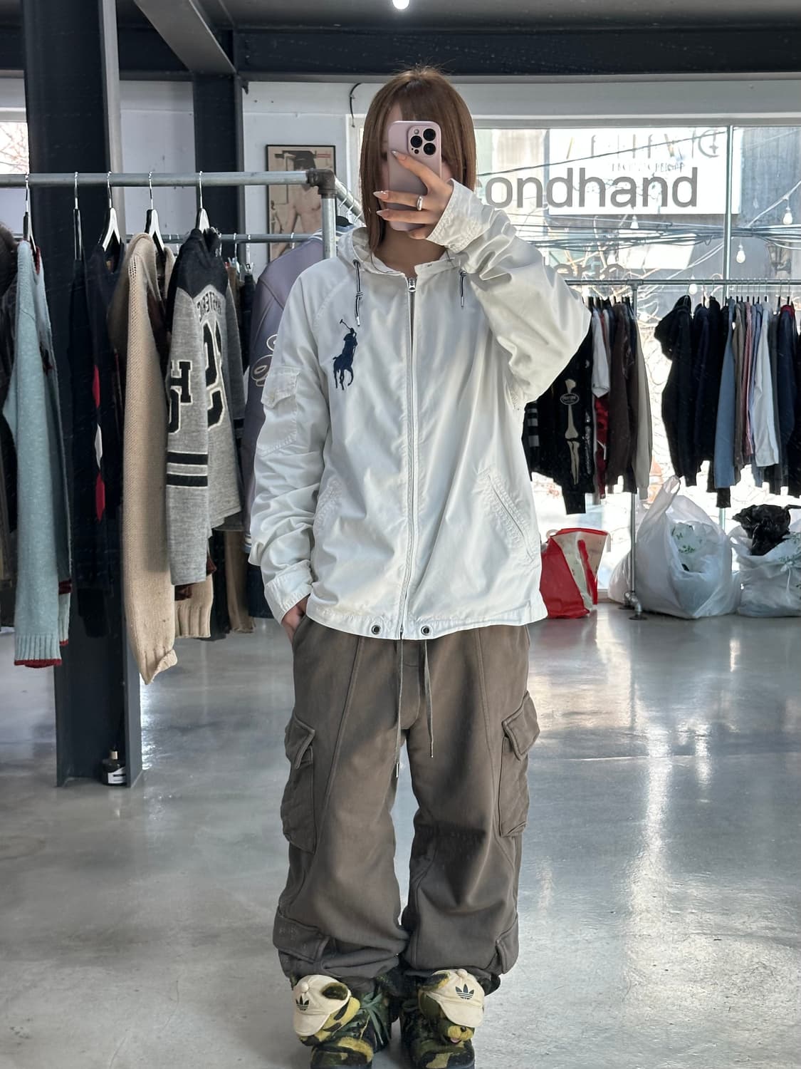 폴로랄프로렌 빅포니 포켓 코튼후드자켓 화이트 상품이미지2