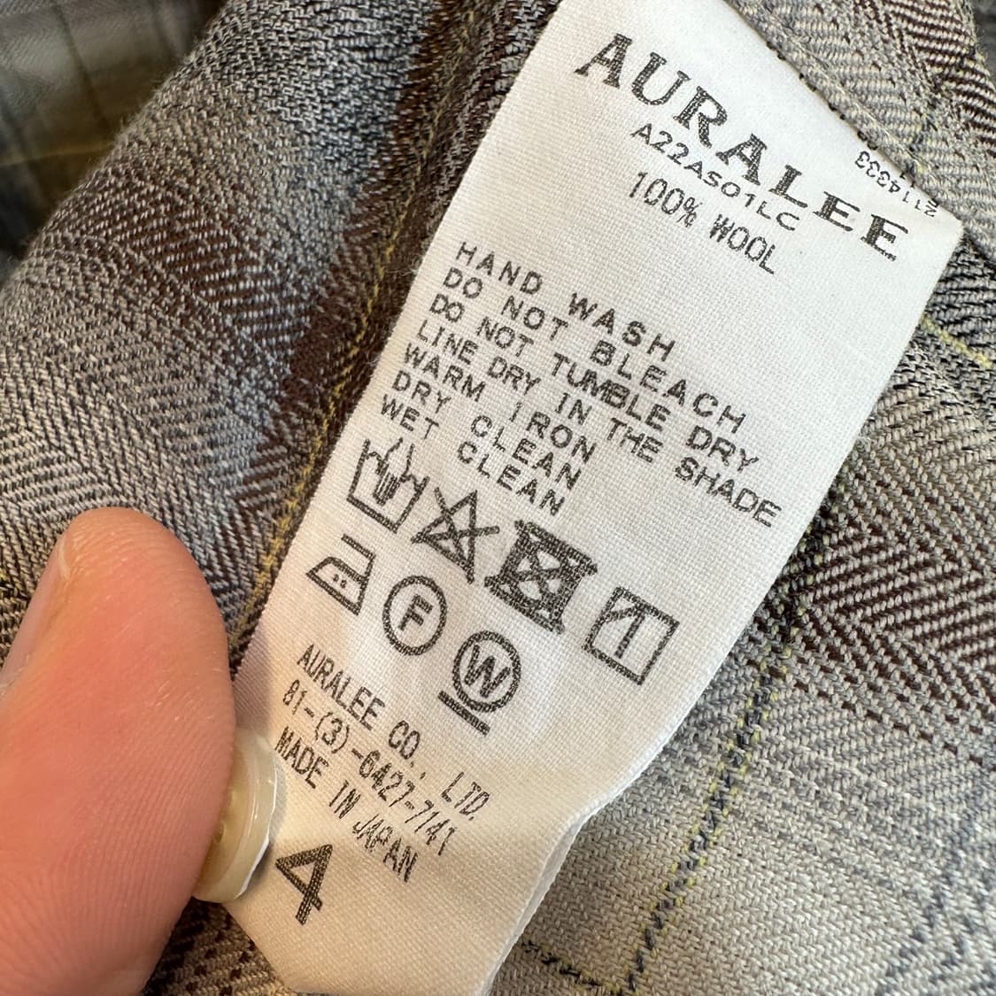 오라리 울 체크 셔츠 헤링본 그레이 4  상품이미지6