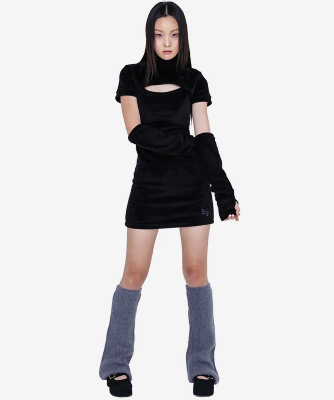 하프슬리브 슬림 드레스 & 워머세트 상품이미지2