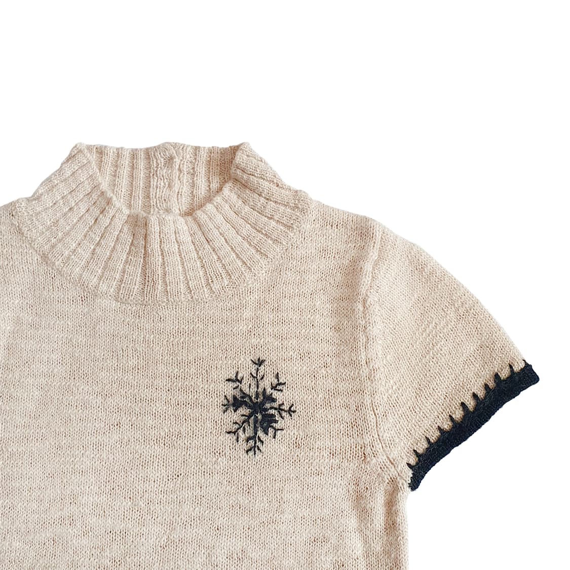 알파카 울 눈송이 반소매 니트 상품이미지3