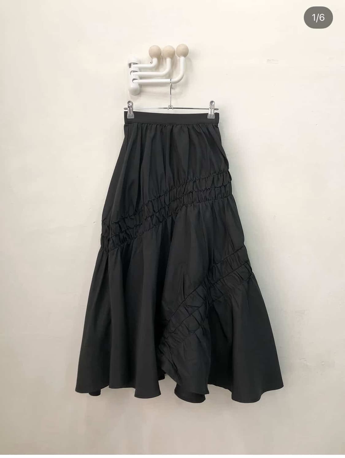 Black shirring long skirt 상품이미지1
