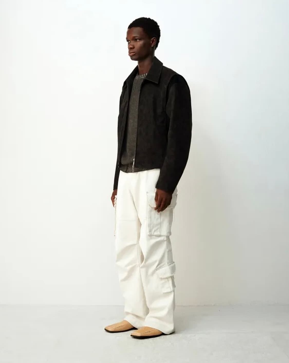 [L] 쿠어 믹스드 스웨이드 파이핑 점퍼 (블랙브라운) 상품이미지5