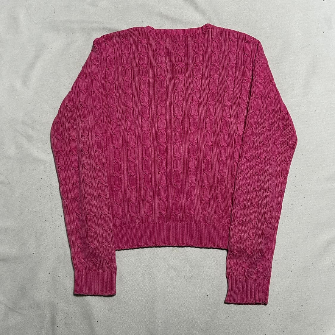 L 폴로랄프로렌 여성용 핑크 케이블 니트 상품이미지3