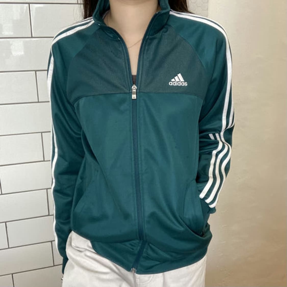 아디다스(Adidas) 블루이시 그린 트랙탑 져지 집업 상품이미지1