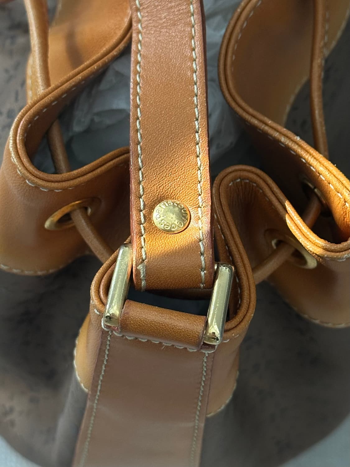 꾸레쥬 빈티지 패턴 카멜 복조리 버킷백 상품이미지5