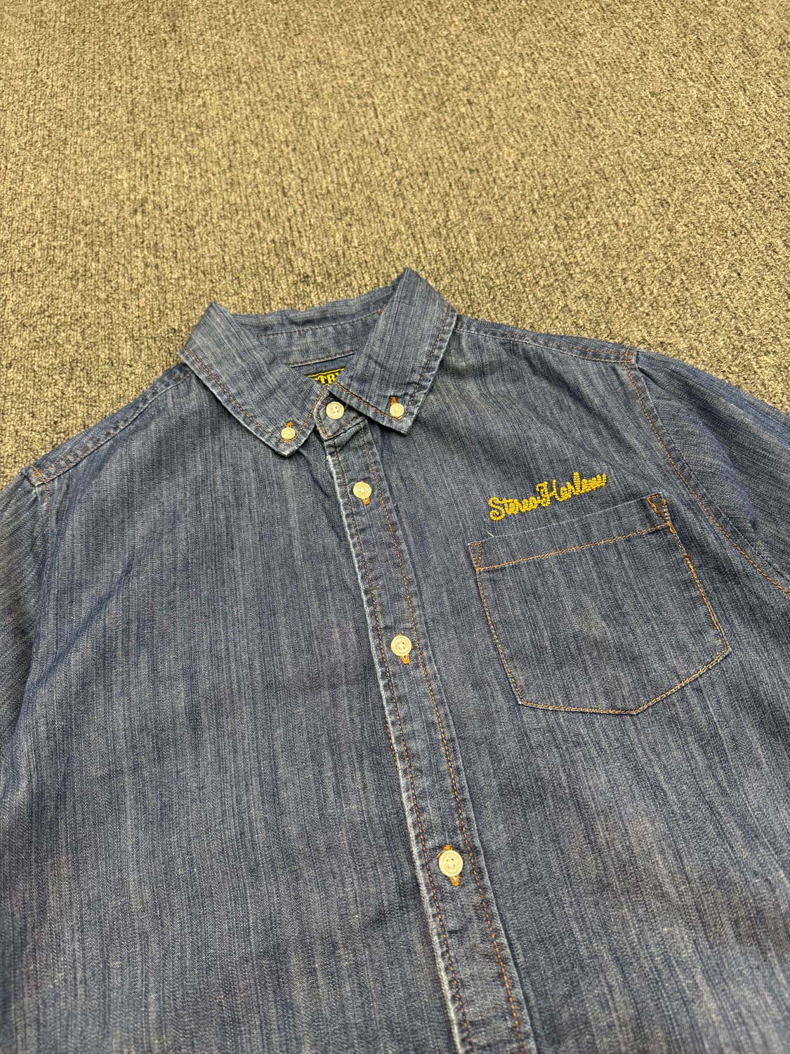 2)ETBX 빈티지 자수 프린팅 데님 반팔셔츠 상품이미지2