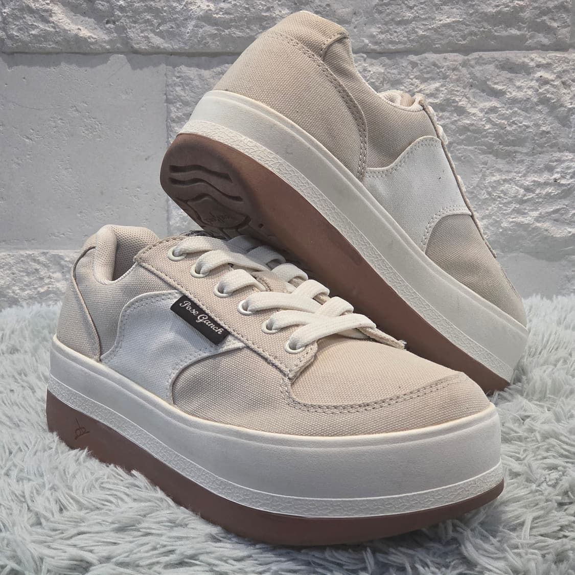 8q-29:Poseganch 포즈갠치 캔버스 스니커즈 베이지 (235) 상품이미지4