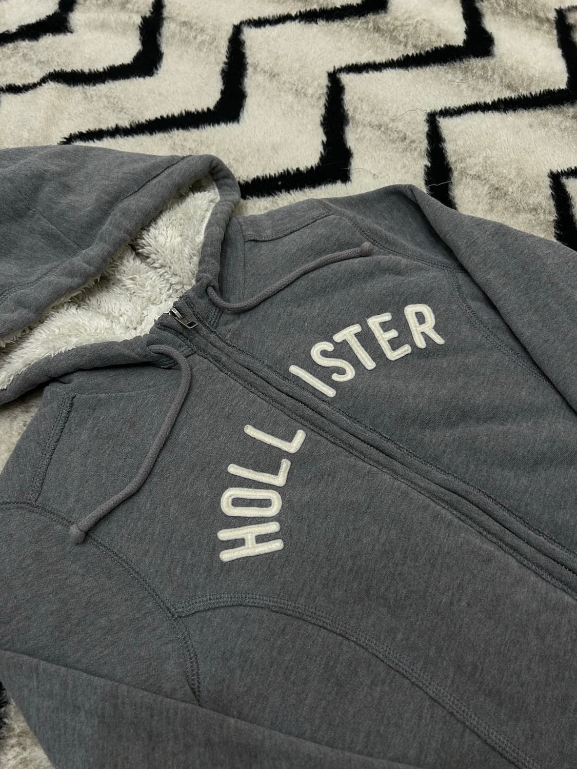 [L]홀리스터 스펠아웃 쉐르파 후드집업/그레이 상품이미지1