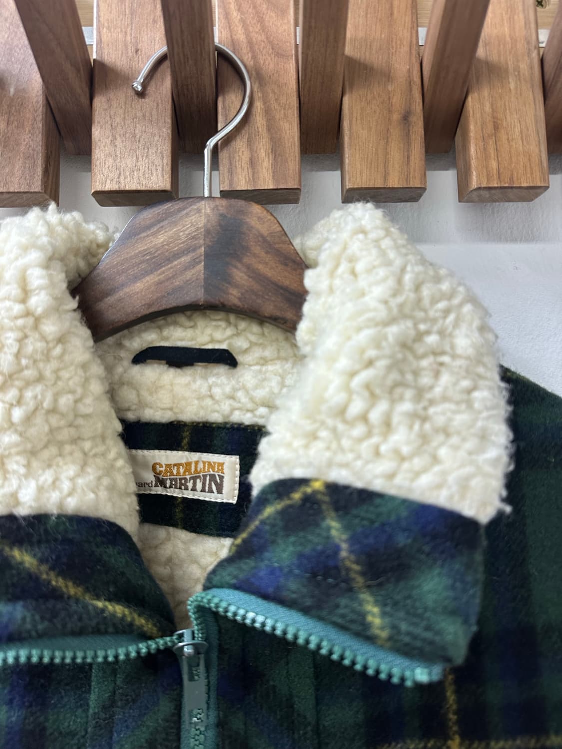 빈티지 Catalina Martin 쉐르파 타탄 체크 코트 자켓 상품이미지4