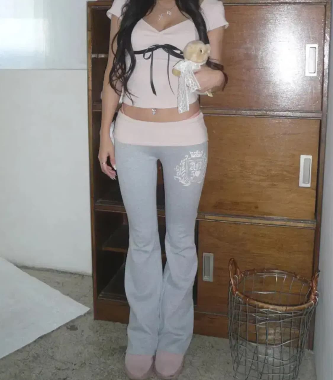 엔젤넘버555 폴디드 부츠컷 팬츠 + 하치 티셔츠 셋업 상품이미지1