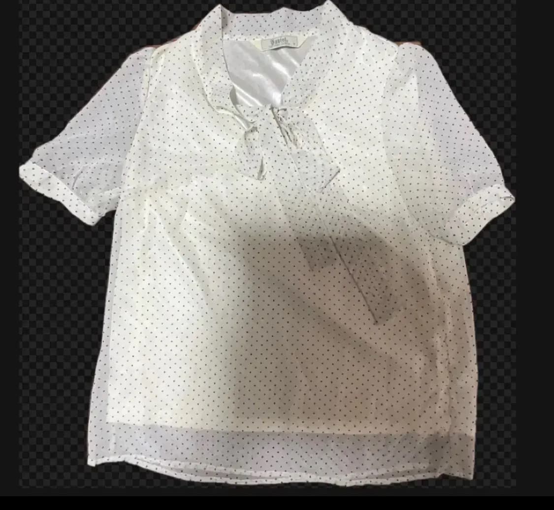 일본빈티지 모리걸 하구미 슈가룬 바닐라st 도트 땡땡이 레이어드 블라우스 상품이미지1