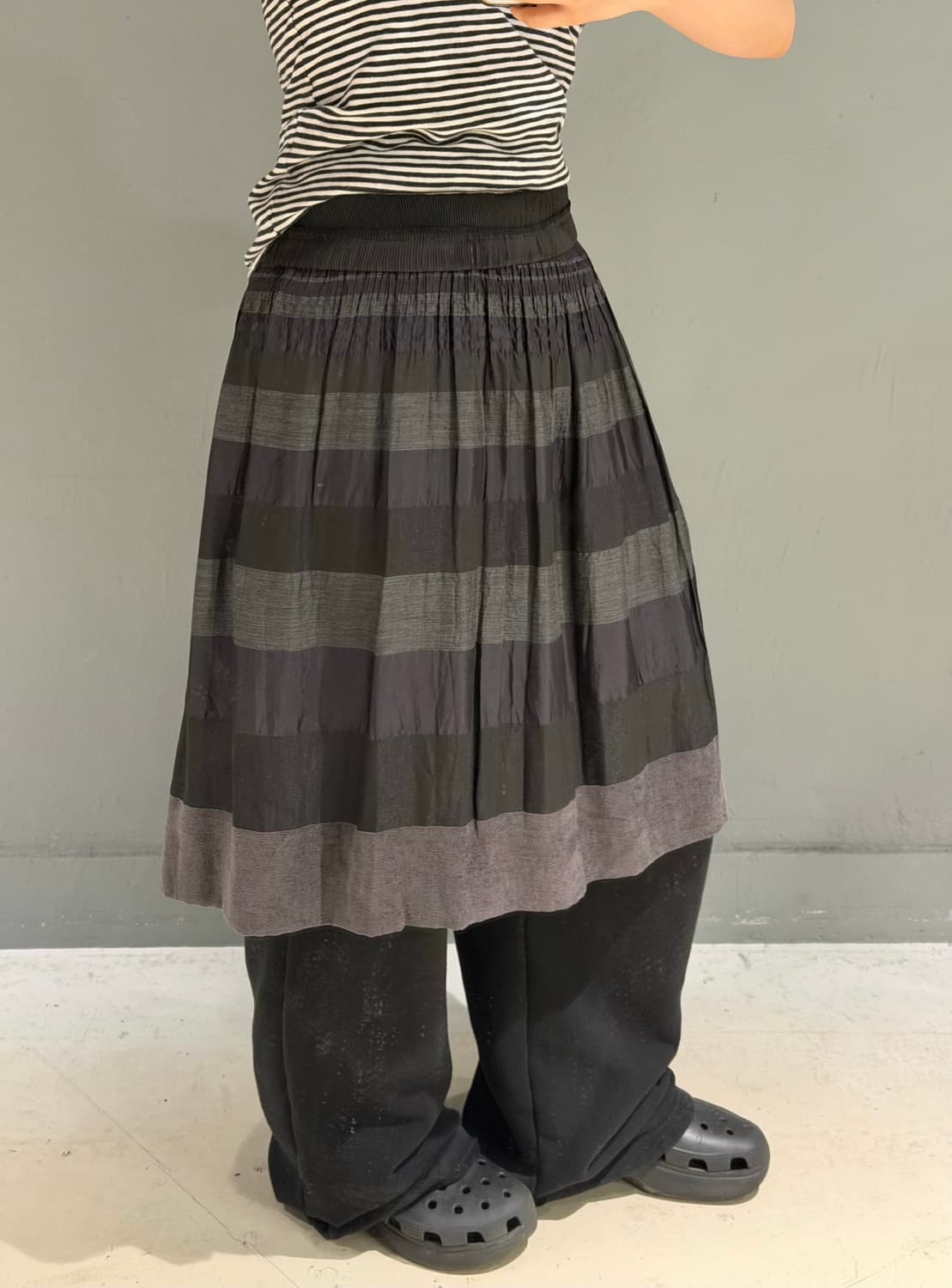 banding line stripe pattern skirt 상품이미지4