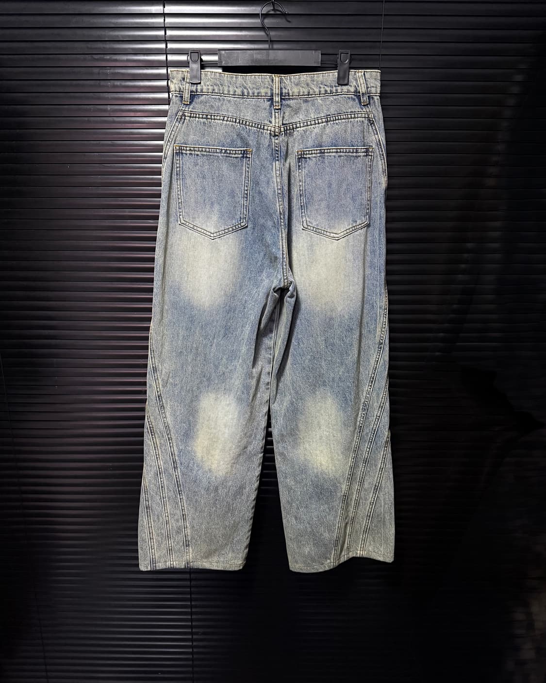 인템포무드 트리플컷 데님 샌드 워싱 워크 팬츠 30 31 커브드 와이드 상품이미지5