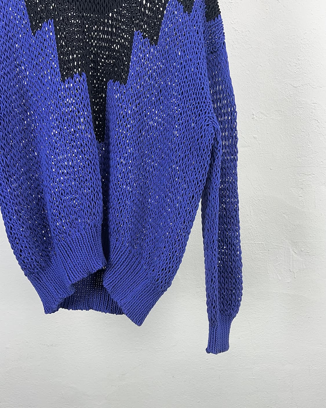 알렉산더 왕 블랙 앤 블루 컬러 블록 청키 후디 니트 스웨터 상품이미지5