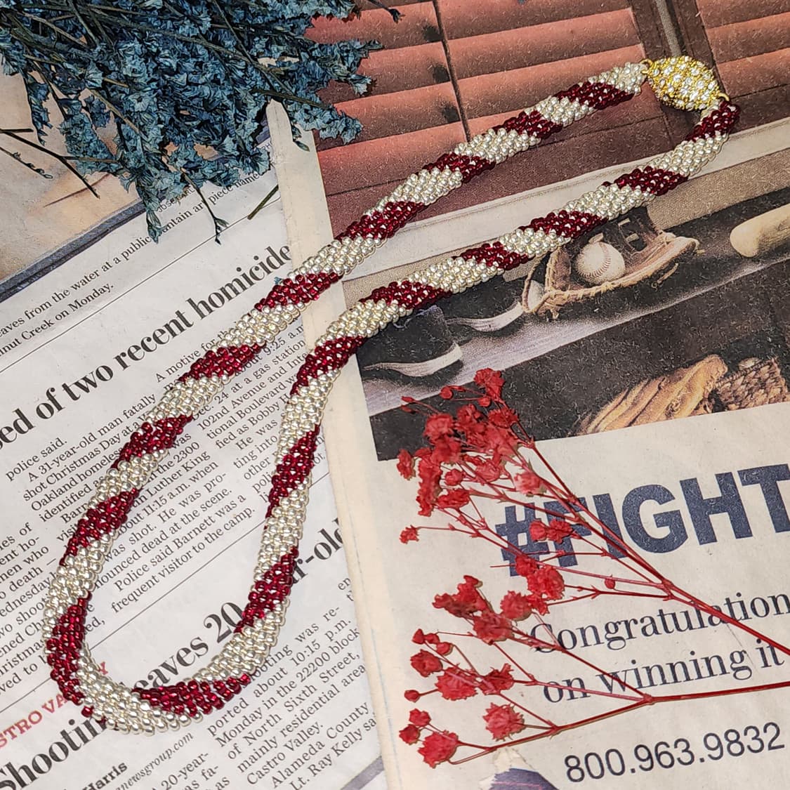 90s 프랑스 빈티지 목걸이 크로셰 비즈 로프 목걸이 엔틱 쥬얼리 상품이미지3