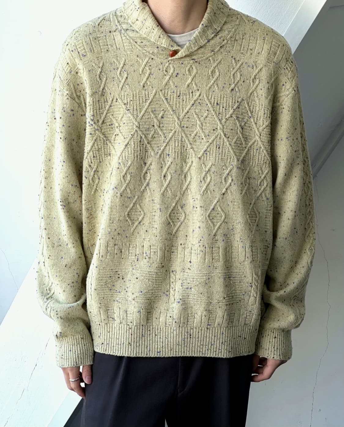 Middle gauge design pattern shawl collar 상품이미지7