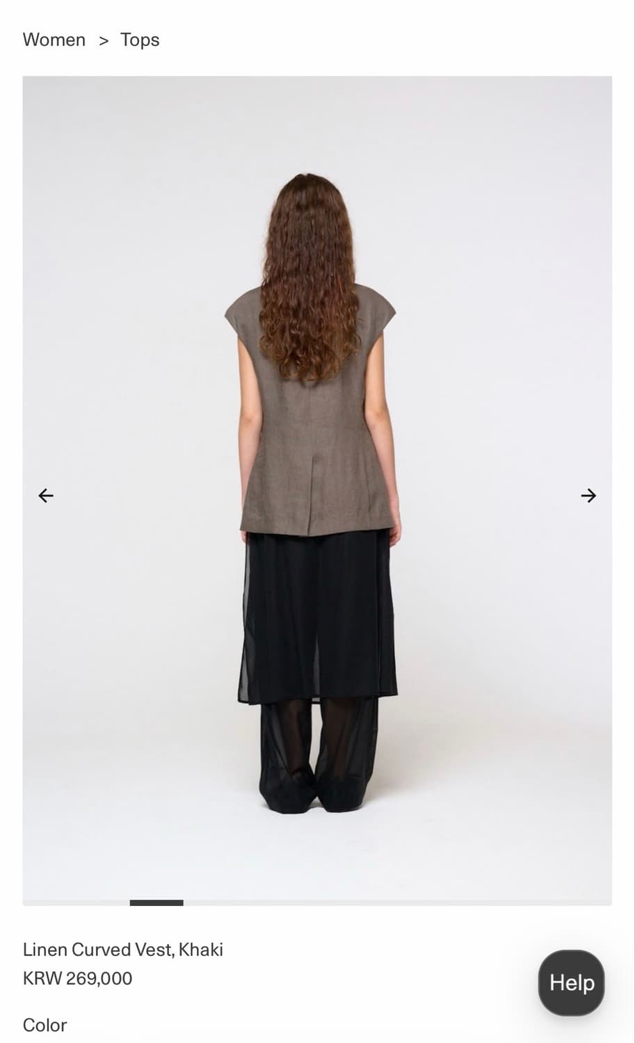아모멘토 26SS Linen Curved Vest, Khaki 상품이미지3