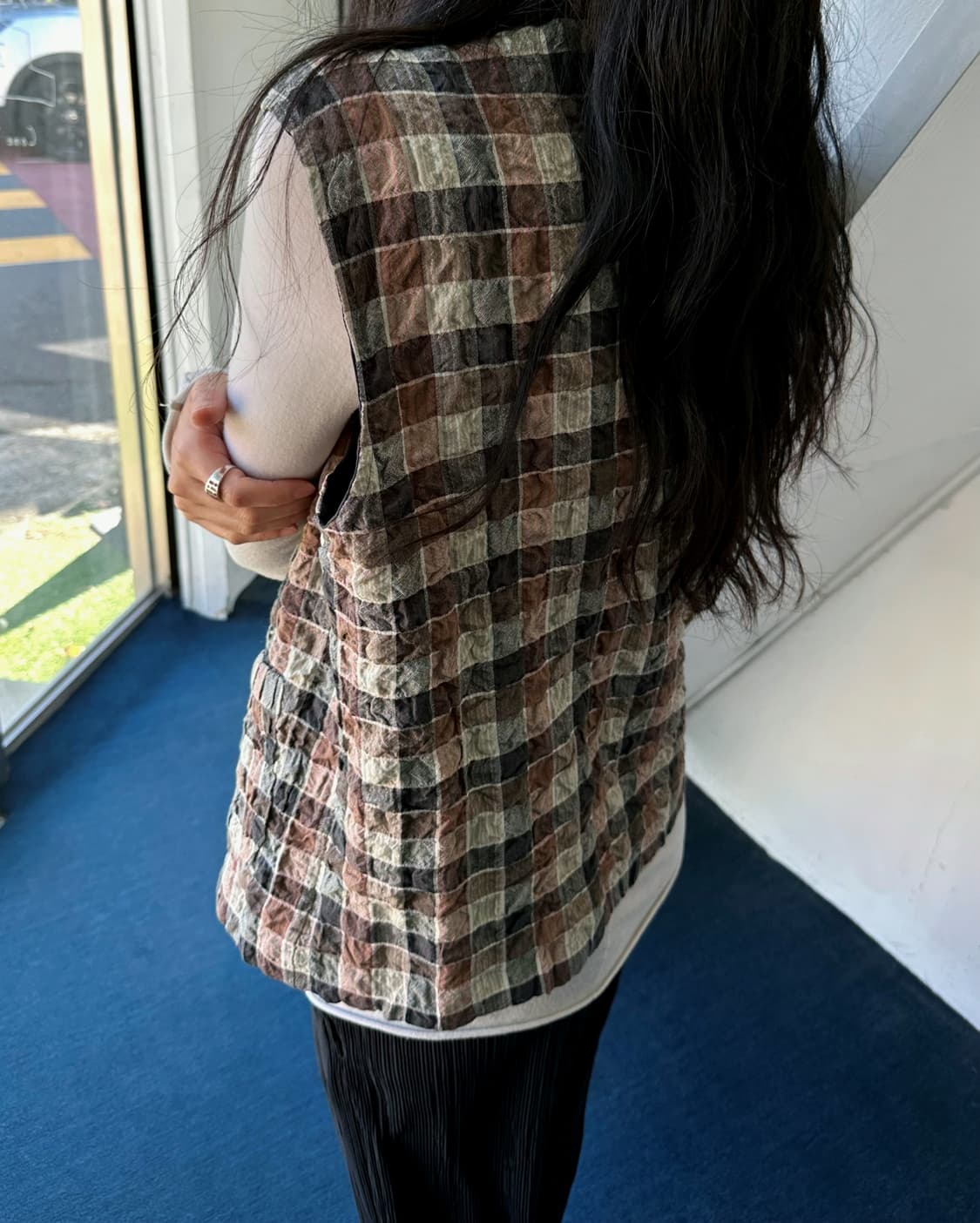 Poly cotton volrume fabric zip gilet 상품이미지3